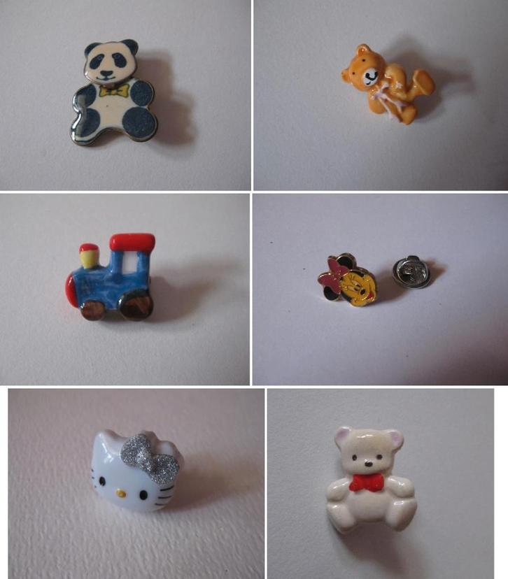 Diverse kinder broches / panda beer Minnie Mouse Hello Kitty, Sieraden, Tassen en Uiterlijk, Broches, Zo goed als nieuw, Overige materialen