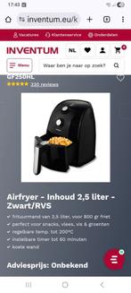 Inventum Airfryer GF250HL - Zwart zgan, Ophalen of Verzenden, Airfryer