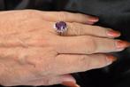 Gouden Vintage ring edelsteen amethist en diamant.2025/680, ., Paars, Ophalen of Verzenden, Zo goed als nieuw