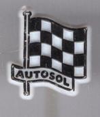 Autosol zwart op wit plastic autoraces speldje ( F_078 ), Verzenden, Zo goed als nieuw, Transport, Speldje of Pin