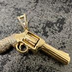 14 karaat gouden hanger revolver massief pistool, Sieraden, Tassen en Uiterlijk, Kettinghangers, Ophalen of Verzenden