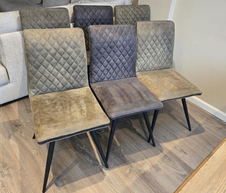 Set van 6 trendy eetkamersstoelen, Antiek en Kunst, Antiek | Meubels | Stoelen en Banken, Ophalen