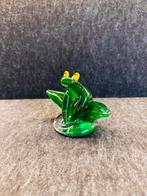 Handgeblazen glazen beeldje groene kikker, Ophalen of Verzenden, Gebruikt, Dier