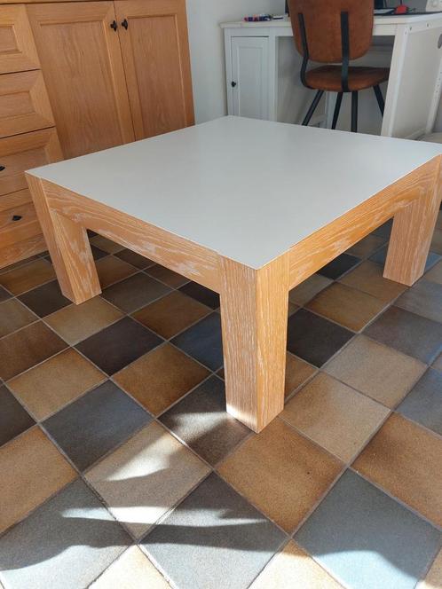 Mooie handgemaakte eiken salontafel, Huis en Inrichting, Tafels | Salontafels, Gebruikt, Minder dan 50 cm, 50 tot 100 cm, 50 tot 100 cm