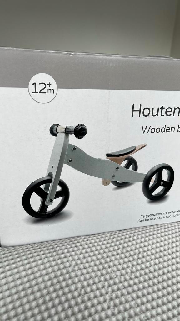 Prénatal 4-in-1 Houten Loopfiets - Soft Green Grey, Kinderen en Baby's, Speelgoed | Buiten | Voertuigen en Loopfietsen, Nieuw
