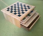 Houten Spellenkist met 9 Spellen!, Hobby en Vrije tijd, Gezelschapsspellen | Bordspellen, Een of twee spelers, Ophalen of Verzenden