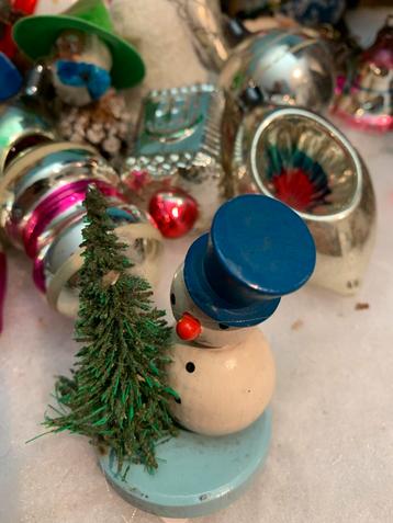 Vintage Kerst Ornament - Sneeuwpop met Boompje beschikbaar voor biedingen