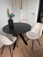 Eettafel 100cm zwart met 4 velvet stoelen, Huis en Inrichting, Tafels | Eettafels, Ophalen, Gebruikt, 50 tot 100 cm, 50 tot 100 cm