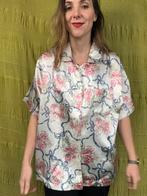 Vintage pyjama/blouse, maat 40/L - bloemetjes - 90's, Maat 38/40 (M), Wit, Ophalen of Verzenden, Vintage