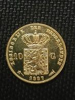 1887 Gouden 10 Gulden Willem III vergulding naslag tientje., Koning Willem III, Verzenden, Goud, Losse munt