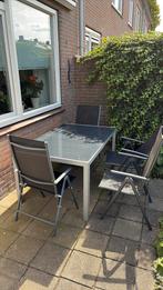 Tuinset met vier verstelbare stoelen, Tuin en Terras, Ophalen, Zo goed als nieuw, Aluminium
