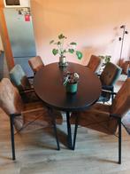 Zwarte ovale eettafel met 6 stoelen, Huis en Inrichting, Tafels | Eettafels, Ophalen, Ovaal, 150 tot 200 cm, 50 tot 100 cm