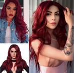 Lange rode pruik wijn rood glans uitverkoop, Yarspa, Verzenden, Yarspa, Info@yarspa.nl