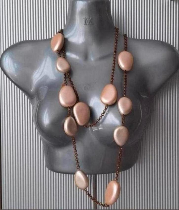 Manouk - grote kiezelketting met goudgloed, Sieraden, Tassen en Uiterlijk, Kettingen, Nieuw, Overige materialen, Overige kleuren