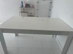 Hoogglans Witte Eettafel, Ophalen, Kunststof, 100 tot 150 cm, Zo goed als nieuw