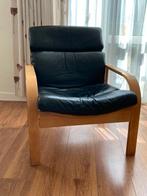 Vintage leren IKEA stoel, Gebruikt, Vintage, Hout, Ophalen