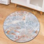 Grijs Met Oranje Marmer Rond Vloerkleed / Tapijt Vloermat, Verzenden, Nieuw, Grijs, Rond