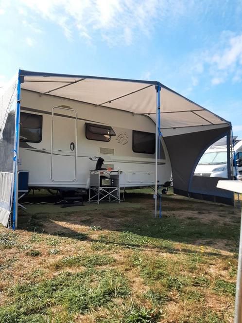 Luifel.grijs/blauw.omloopmaat 9.13 diepte 230 cm ., Caravans en Kamperen, Tenten, tot en met 4, Zo goed als nieuw, Ophalen of Verzenden