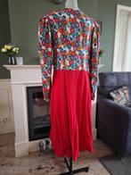 Gehaakte bloemen look jurk tricot french terry 46 XXL, Verzenden, Maat 46/48 (XL) of groter, Zo goed als nieuw, Knielengte