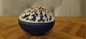Waxinelichtjes houder Christofle Paris blauw mat glas beschikbaar voor biedingen