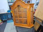 antieke vintage  vitrine wandkast met slot + sleutel, Huis en Inrichting, Kasten | Vitrinekasten, Ophalen, Gebruikt, Eikenhout