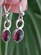 925 zilveren kleine granaat oorbellen #214, Verzenden, Zo goed als nieuw, Rood, Zilver