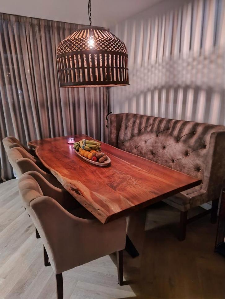 3 stoelen en eetbank beschikbaar! Tafel gereserveerd, Huis en Inrichting, Tafels | Eettafels, Gebruikt, 100 tot 150 cm, 200 cm of meer