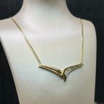 14 karaat gouden ketting collier diamant briljant bezet, Ophalen of Verzenden, Nieuw, Goud