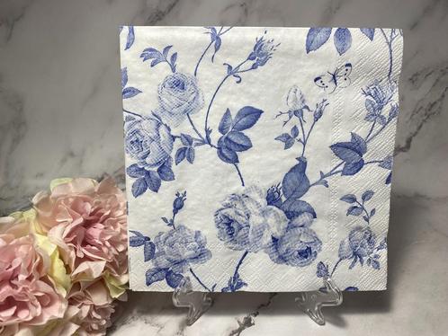 IHR knutsel servetten delfts blauwe rozen decoupage 625, Hobby en Vrije tijd, Knutselen, Nieuw, Materiaal, Ophalen of Verzenden