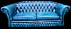 Chesterfield 3 zit bank blauw gevlamd + BEZORGING GRATIS, Ophalen of Verzenden