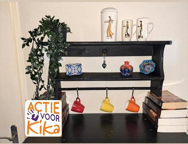 Retro brocante Keukenrek Zwart, Huis en Inrichting, Keuken | Keukenbenodigdheden, Gebruikt, Ophalen of Verzenden