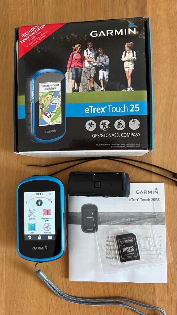 Garmin eTrex Touch 25 GPS Navigatie Stuurhouder Topo kaarten, Sport en Fitness, Bergsport en Wandelen, Zo goed als nieuw, Navigatie of Gps