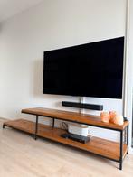 TV meubel - hout en staal, Huis en Inrichting, Kasten | Televisiemeubels, Ophalen, 150 tot 200 cm, Zo goed als nieuw, Minder dan 100 cm