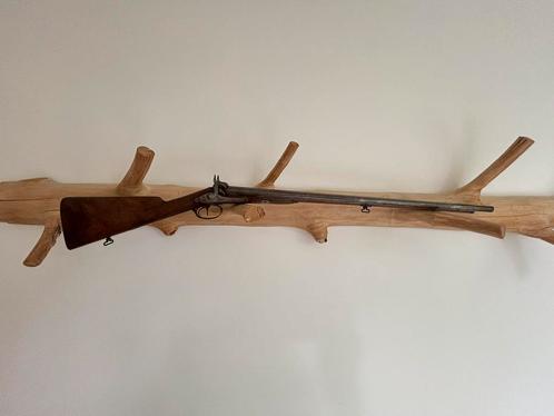 Antiek dubbelloops percussie geweer, Dyon voor 1870, Antiek en Kunst, Antiek | Overige Antiek, Ophalen of Verzenden