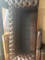 Vintage Bruine Leren Hoekbank - Vierpersoons, 250 tot 300 cm, Gebruikt, Hoekbank, Ophalen of Verzenden