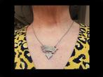 Bijzonder Designer Zilveren Collier met een Kroon!, Verzenden, Zilver, Ketting, Verguld
