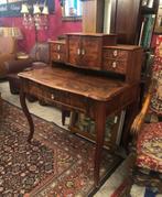 Antiek bureau met kast en lades hout klassiek bruin, groen, Huis en Inrichting, Ophalen of Verzenden, Gebruikt, Bureau