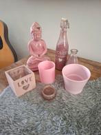 Roze woonaccessoires buddha, theelichtjes enz., Ophalen of Verzenden, Zo goed als nieuw