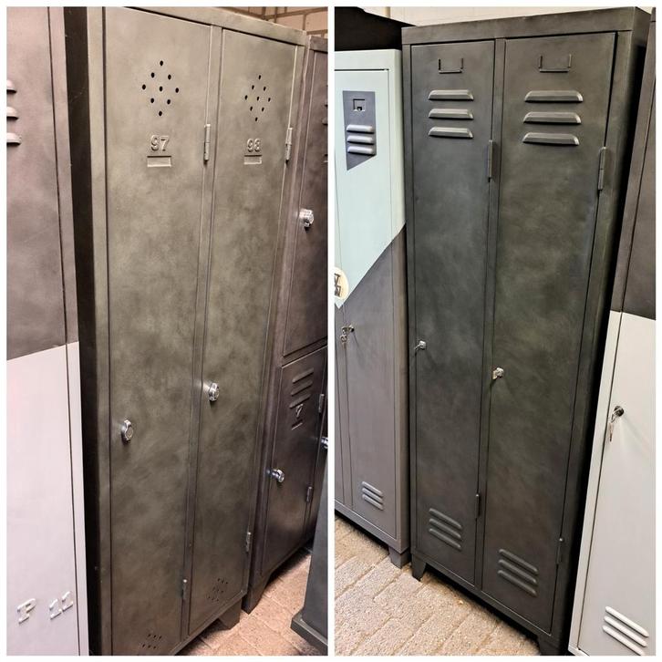 Nieuw geschilderde metalen industriële locker kast in betonl, Kinderen en Baby's, Kinderkamer | Commodes en Kasten, Nieuw, 105 cm of meer
