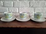 Set van 3 vintage Melitta Germany kop en schotel. Wit, groen, Ophalen of Verzenden
