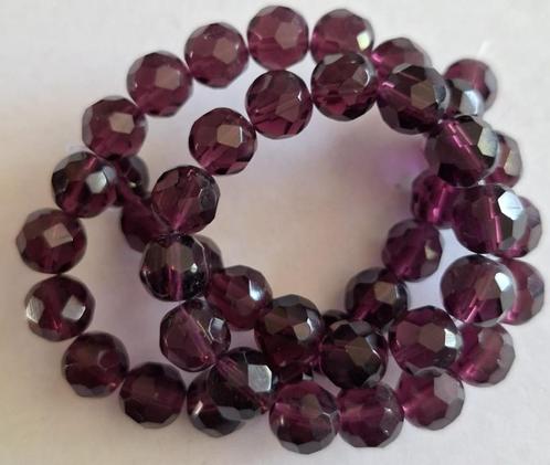 Streng Donker amethyst facet geslepen glas kralen 8 mm, Hobby en Vrije tijd, Kralen en Sieraden maken, Nieuw, Kraal, Verzenden