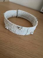 Vintage Choker Ketting met Witte Kralen, Wit, Kunststof of Plastic, Ophalen of Verzenden, Zo goed als nieuw