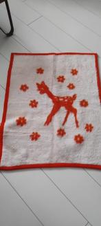 Vintage babydeken dralon oranje wit giraffe Aabe, Ophalen of Verzenden, Gebruikt, 85 tot 100 cm, Deken