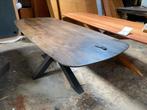Tafel 240x100 deens ovaal notenhout dik stalen matrix poot, Huis en Inrichting, Tafels | Eettafels, Ophalen, 100 tot 150 cm, Vijf personen of meer