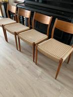 Vintage eetkamerstoelen Fristho teakhout/papercord, Ophalen, Gebruikt, Bruin, Design periode 1960-1969