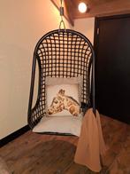 Hangstoel rotan riet zwart / egg chair, Zwart, Riet of Rotan, Ophalen of Verzenden, Zo goed als nieuw