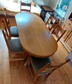 Nette eettafel + 6 stoelen blank eiken, goede staat, Huis en Inrichting, Complete eetkamers, 4 tot 6 stoelen, Gebruikt, Ophalen