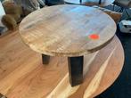 Bijzettafel mangohout 50cm dikke stalen poten, Ophalen, Minder dan 45 cm, Minder dan 55 cm, Rond