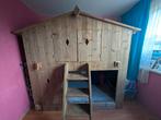 Uniek houten kinderbed huisbed, Ophalen, Hoogslaper of Stapelbed, 180 cm of meer, 100 cm of meer