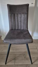Set van 4 bruin/grijze eetkamerstoelen, Huis en Inrichting, Stoelen, Ophalen, Gebruikt, Bruin, Metaal